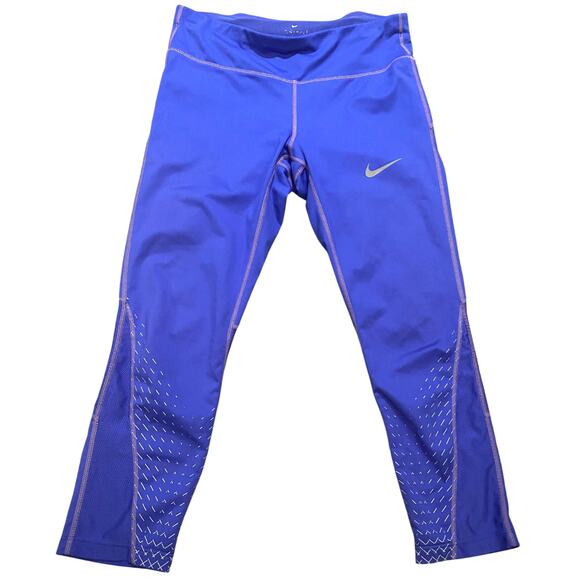 WOMENS SZ M NIKE DRI-FIT POWER RACER CROP RUNNING TIGHTS PURPLE Race legging - Picture 1 of 5